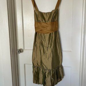 nicole miller midi dress with sash and ruffle hem